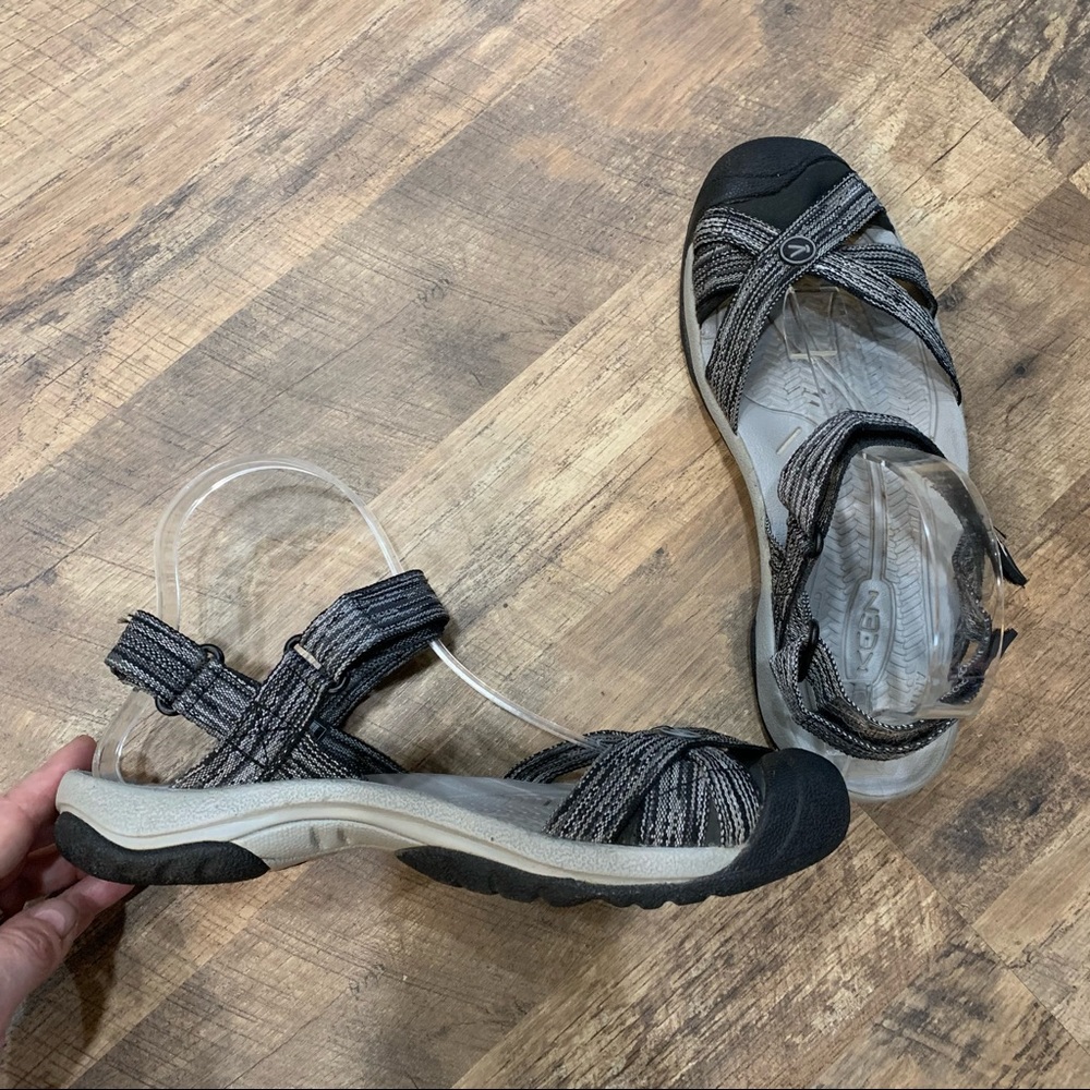 Keen Black and White Sandals with Protective Toe Bumper